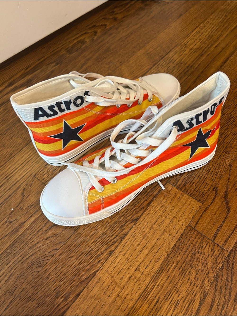 Astros Retro Stripe High-Top Sneakers - Orange & Yellow